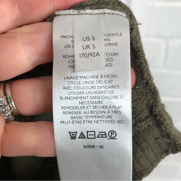 Free People Leo Henley Top Long Sleeve Waffle Knit Top Army Green Size Small - Picture 13 of 15